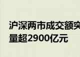 沪深两市成交额突破2万亿元，较昨日此时放量超2900亿元