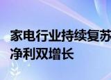 家电行业持续复苏，前三季度超四成企业营收净利双增长