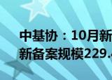 中基协：10月新备案私募基金数量587只，新备案规模229.46亿元