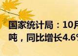 国家统计局：10月份规上工业原煤产量4.1亿吨，同比增长4.6%